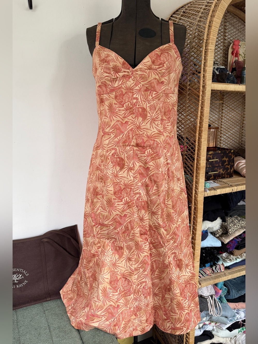 Vintage Peruvian Connection Woodland Pima Cotton Empire Waist Midi Slip Dress